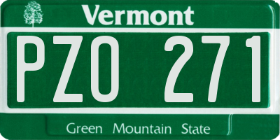 VT license plate PZO271
