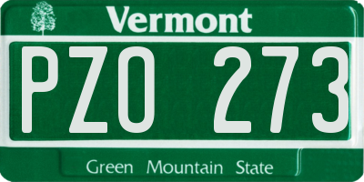 VT license plate PZO273