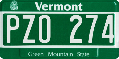 VT license plate PZO274