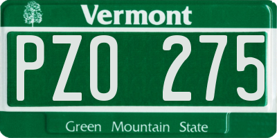 VT license plate PZO275