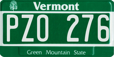 VT license plate PZO276