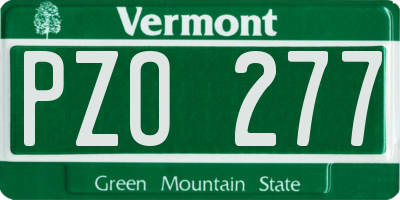 VT license plate PZO277