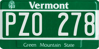 VT license plate PZO278