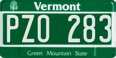 VT license plate PZO283