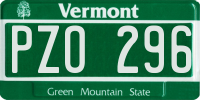 VT license plate PZO296