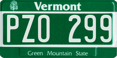 VT license plate PZO299