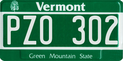 VT license plate PZO302