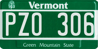 VT license plate PZO306