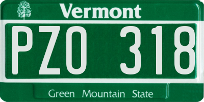 VT license plate PZO318