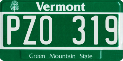 VT license plate PZO319