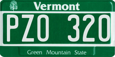 VT license plate PZO320