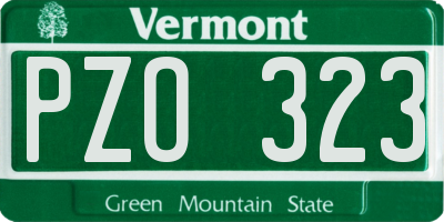 VT license plate PZO323