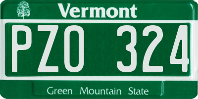 VT license plate PZO324