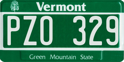 VT license plate PZO329
