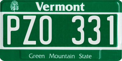 VT license plate PZO331