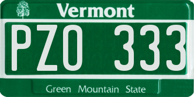 VT license plate PZO333