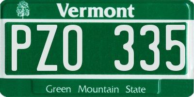 VT license plate PZO335