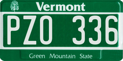 VT license plate PZO336