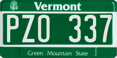 VT license plate PZO337