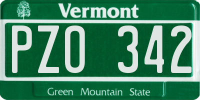 VT license plate PZO342