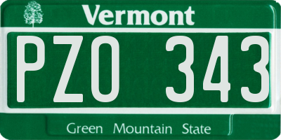 VT license plate PZO343
