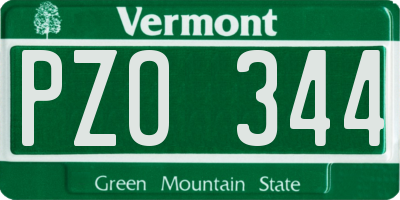 VT license plate PZO344