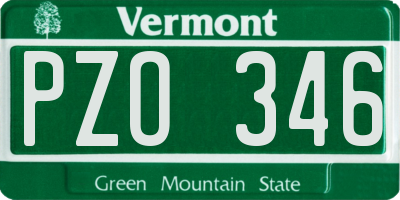 VT license plate PZO346