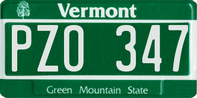 VT license plate PZO347