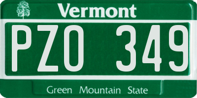 VT license plate PZO349