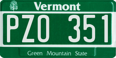 VT license plate PZO351