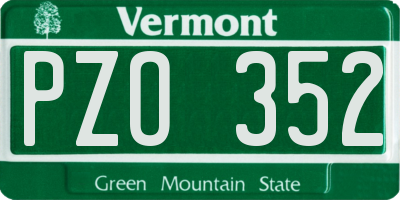 VT license plate PZO352