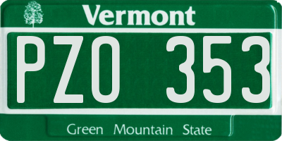 VT license plate PZO353