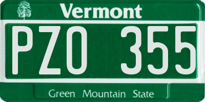 VT license plate PZO355