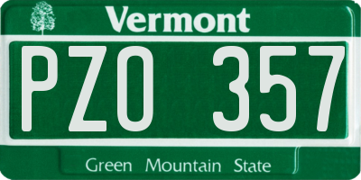 VT license plate PZO357