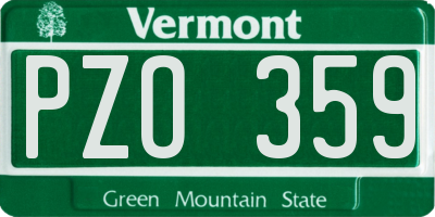VT license plate PZO359