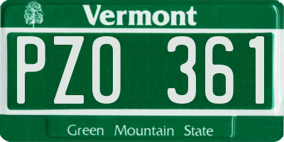 VT license plate PZO361