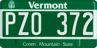 VT license plate PZO372