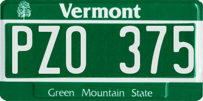 VT license plate PZO375