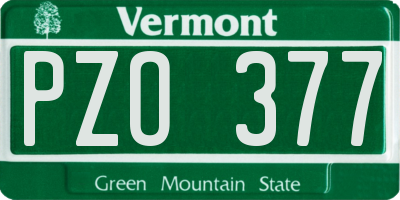 VT license plate PZO377