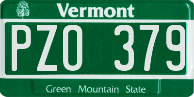VT license plate PZO379