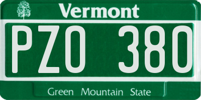 VT license plate PZO380