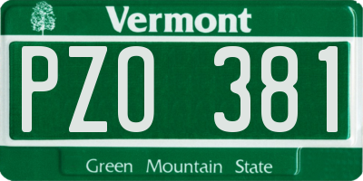 VT license plate PZO381