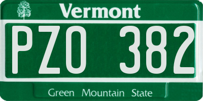 VT license plate PZO382