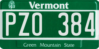 VT license plate PZO384