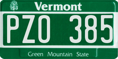 VT license plate PZO385