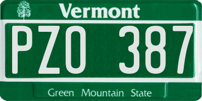 VT license plate PZO387