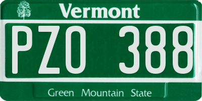 VT license plate PZO388