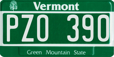 VT license plate PZO390