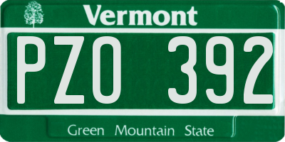 VT license plate PZO392