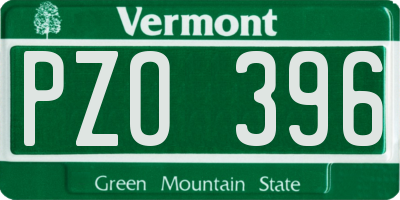 VT license plate PZO396